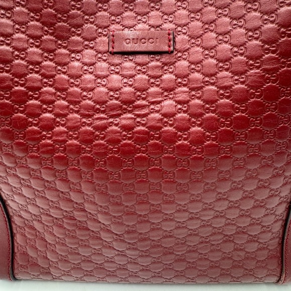 Auth Gucci Large Red Microguccisima Monogram Embossed Leather Joy Tote Bag Ex+ - Picture 4 of 16